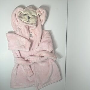 0-9 month Bunny pink soft towel robe with hat and bunny ears